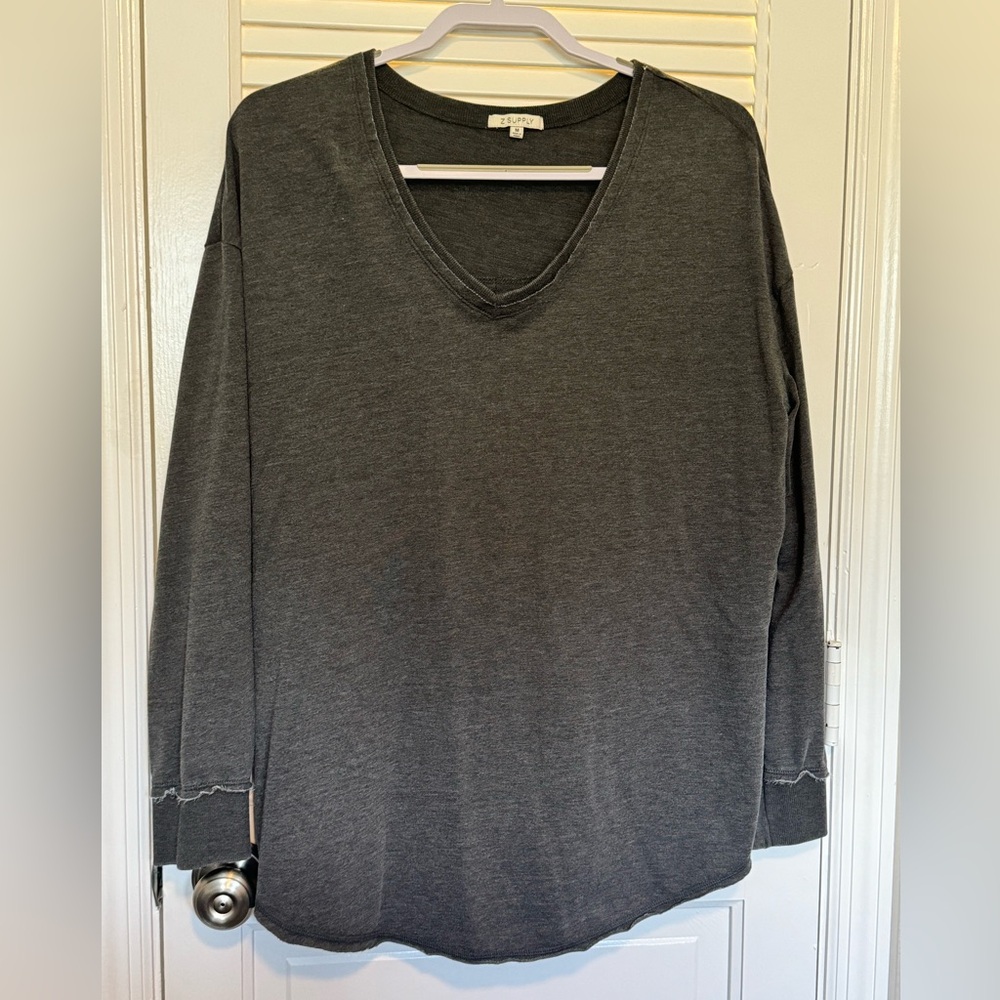 Z Supply Charcoal V-Neck Sweatshirt